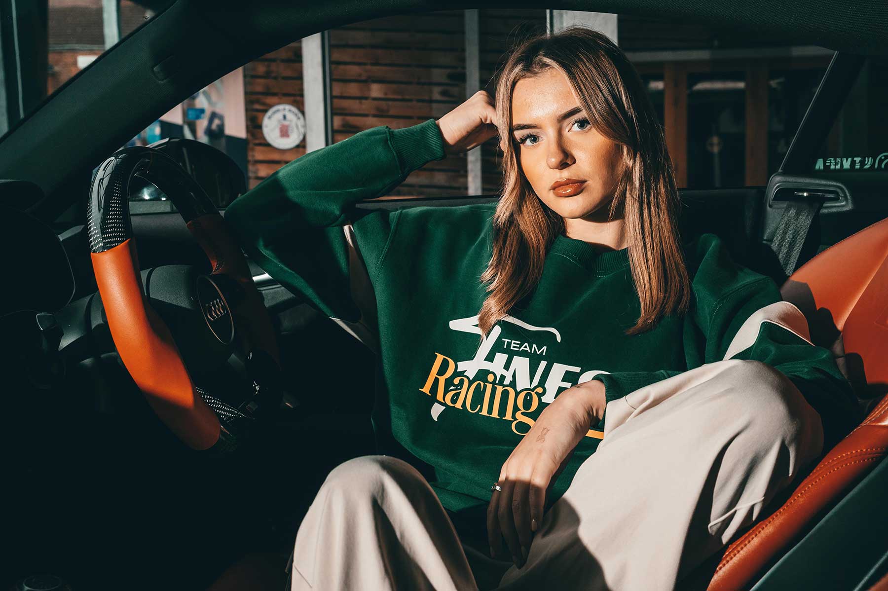 Auto Finesse Sweat Shirt_ Woman Wearing