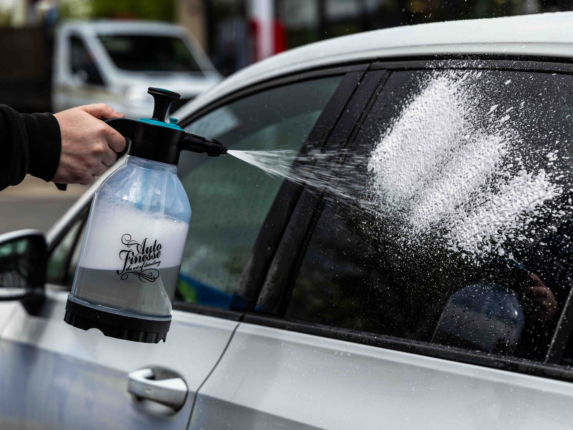 Spraying Snow Foam with Pressure Sprayer