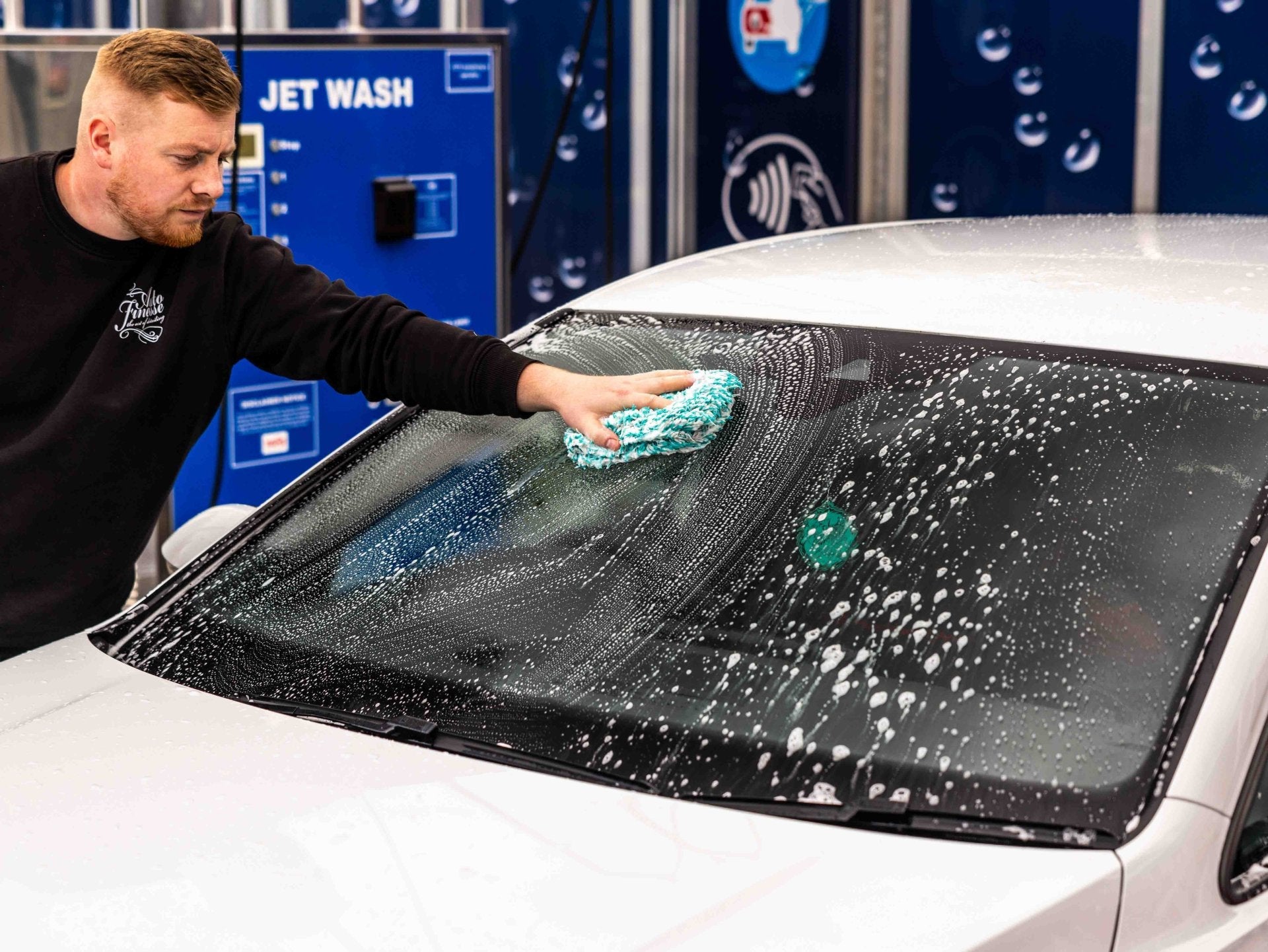 Car Washing with Wash Mitt